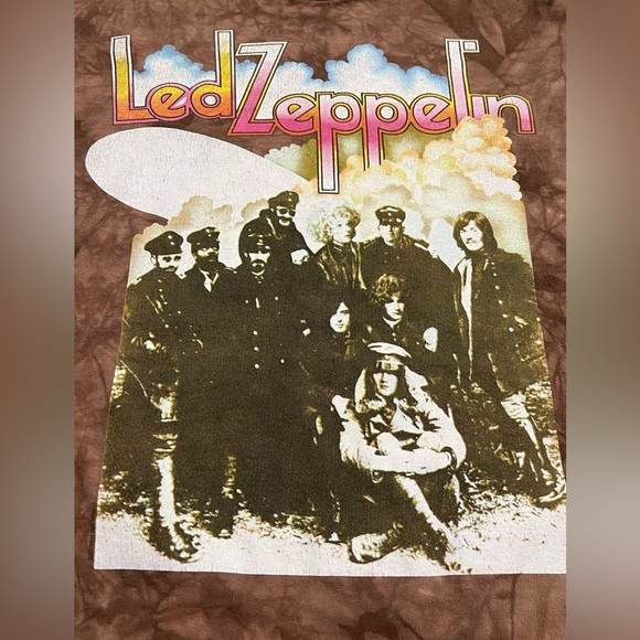 Single stitch Vintage Led Zeppelin Liquid Blue Tie Dye Tee Tshirt Size Medium - Picture 5 of 6